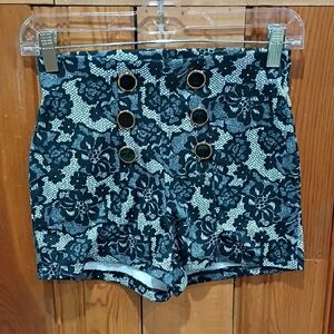 Floral Lace Design High Waist Shorts